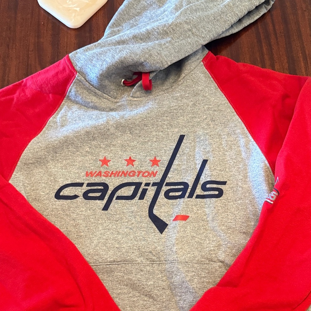 Jerzees Gray and Red Capitals Hoodie